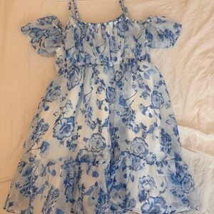 Girls Blue & White dress